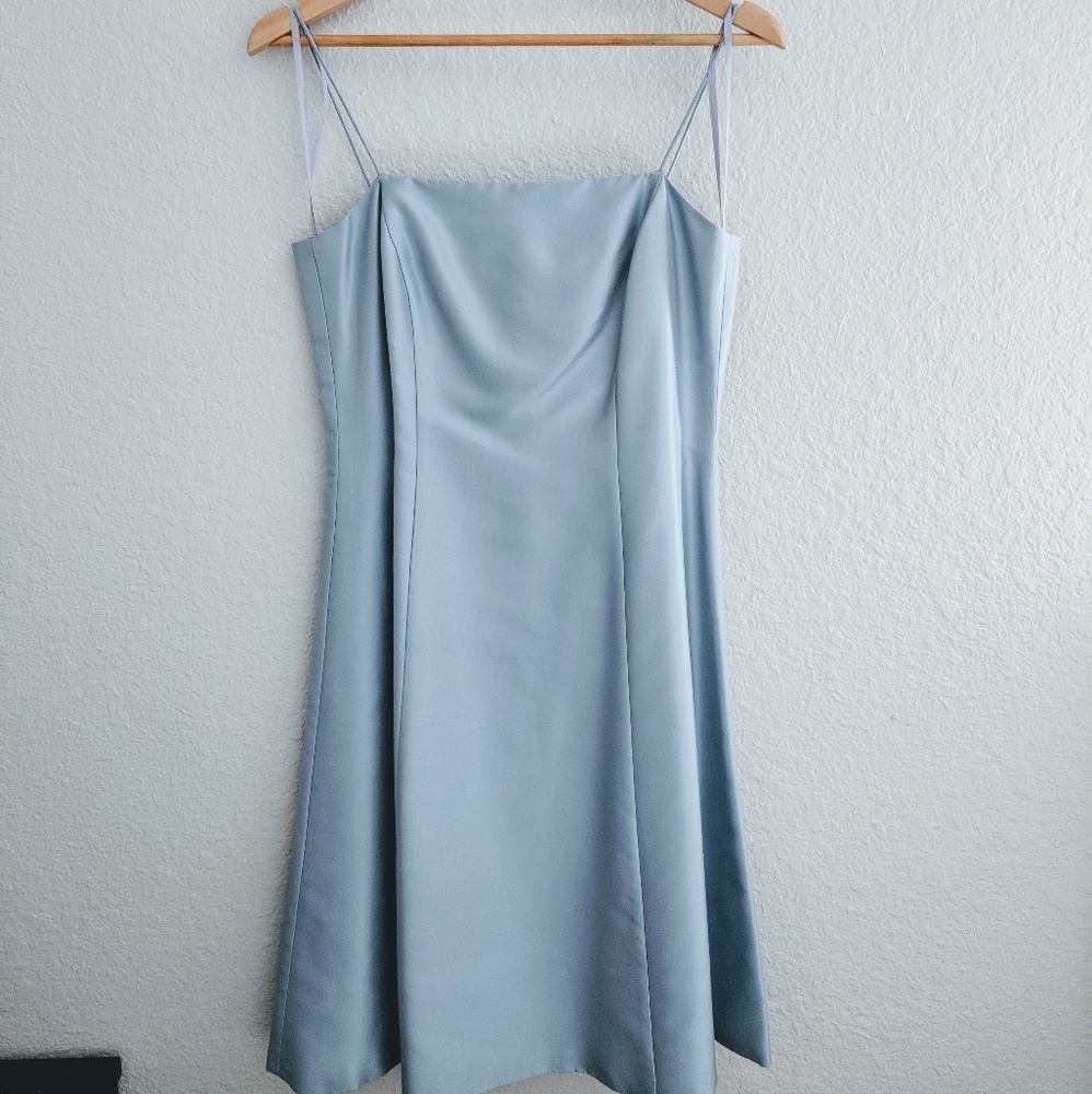 Ann Taylor 100% silk taffeta sky blue dress size 4